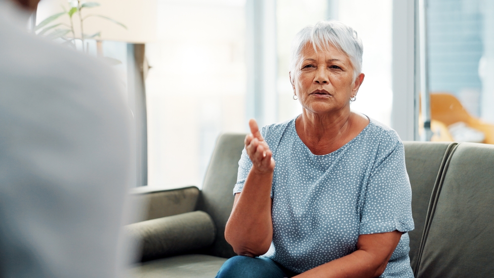 Senior Woman, Counseling And Sofa